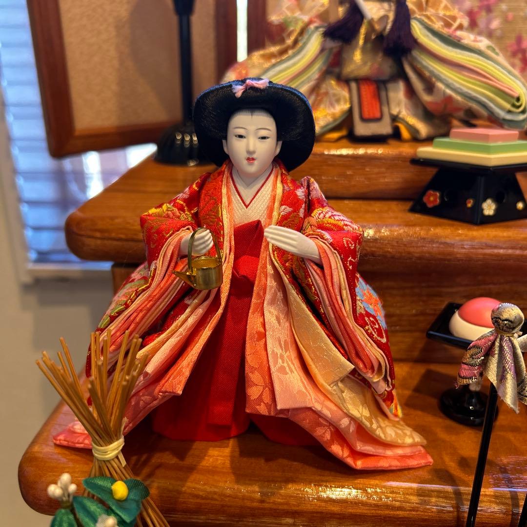 【まろん】 雛人形三段飾り一式　名入れオルゴール　お供え台 説明書付き