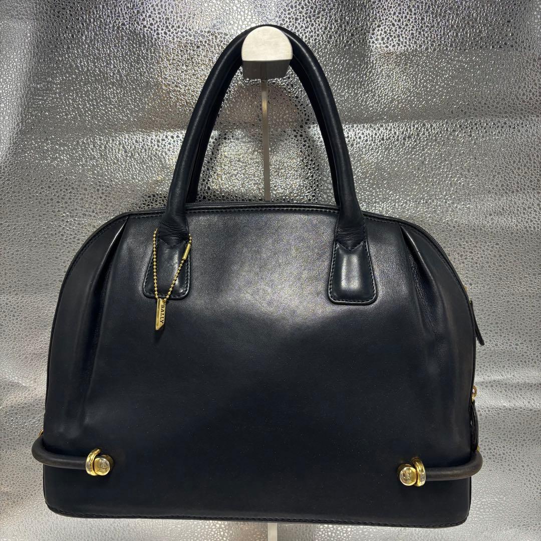 【希少】バリー　ハンドバッグ　レザー　ブラック　金具　ヴィンテージ
