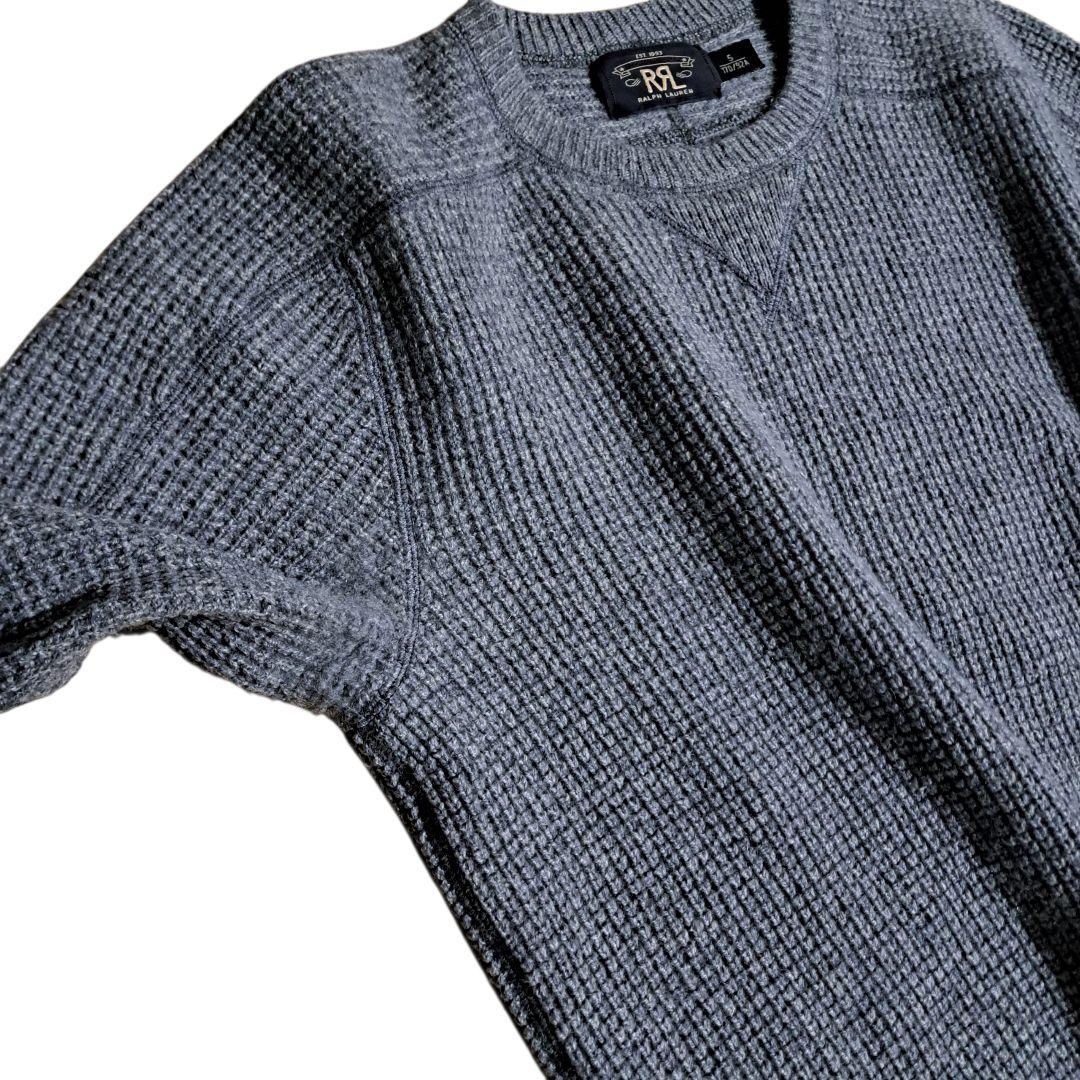 ダブルアールエル ワッフルニットセーター カシミヤ100% グレー Sサイズ