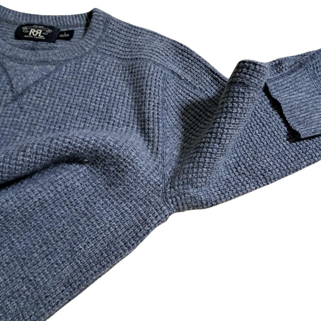 ダブルアールエル ワッフルニットセーター カシミヤ100% グレー Sサイズ