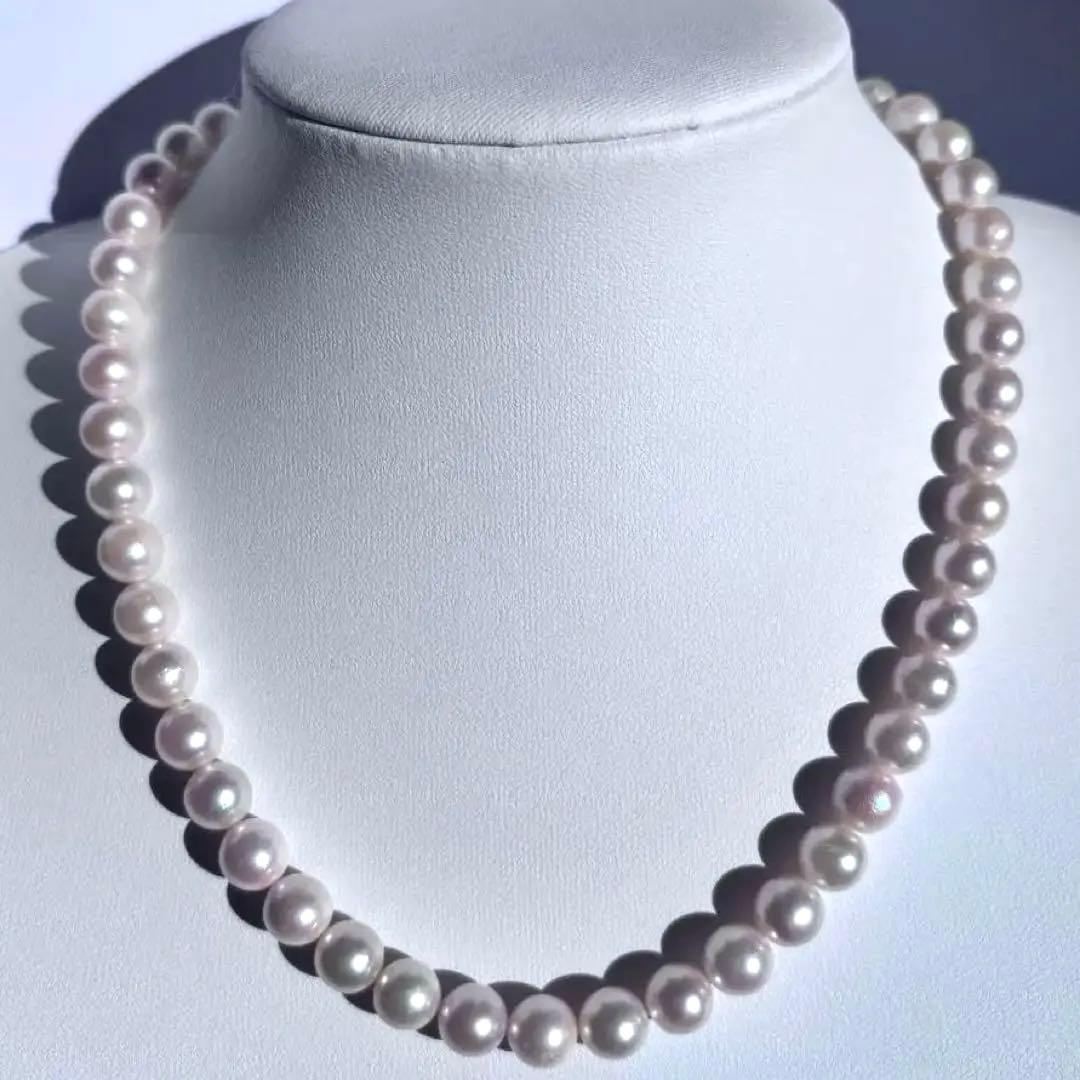 照り干渉色◎✨大珠8.5mm あこや本真珠パールネックレス SV刻印 フォーマル