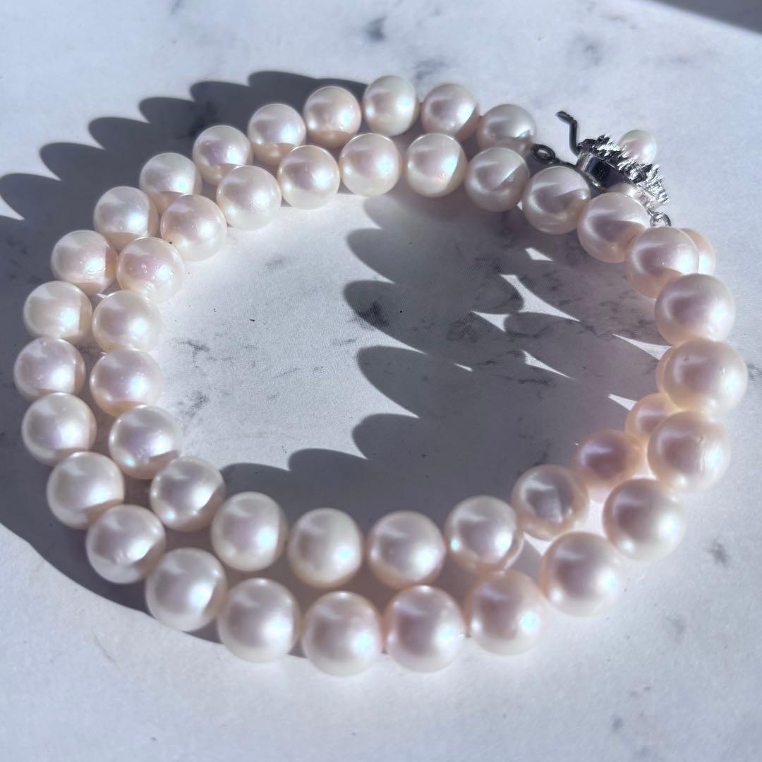 照り干渉色◎✨大珠8.5mm あこや本真珠パールネックレス SV刻印 フォーマル