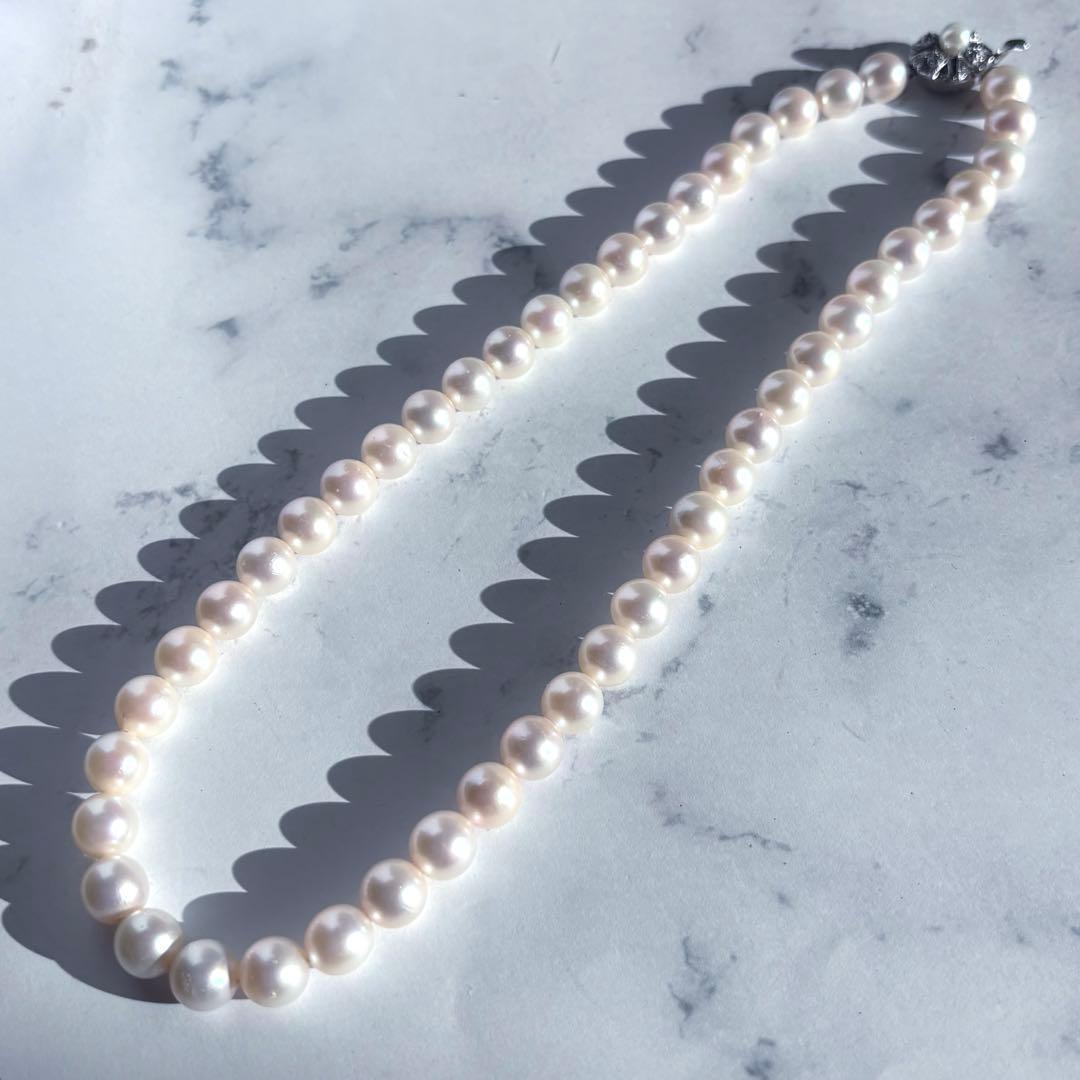 照り干渉色◎✨大珠8.5mm あこや本真珠パールネックレス SV刻印 フォーマル