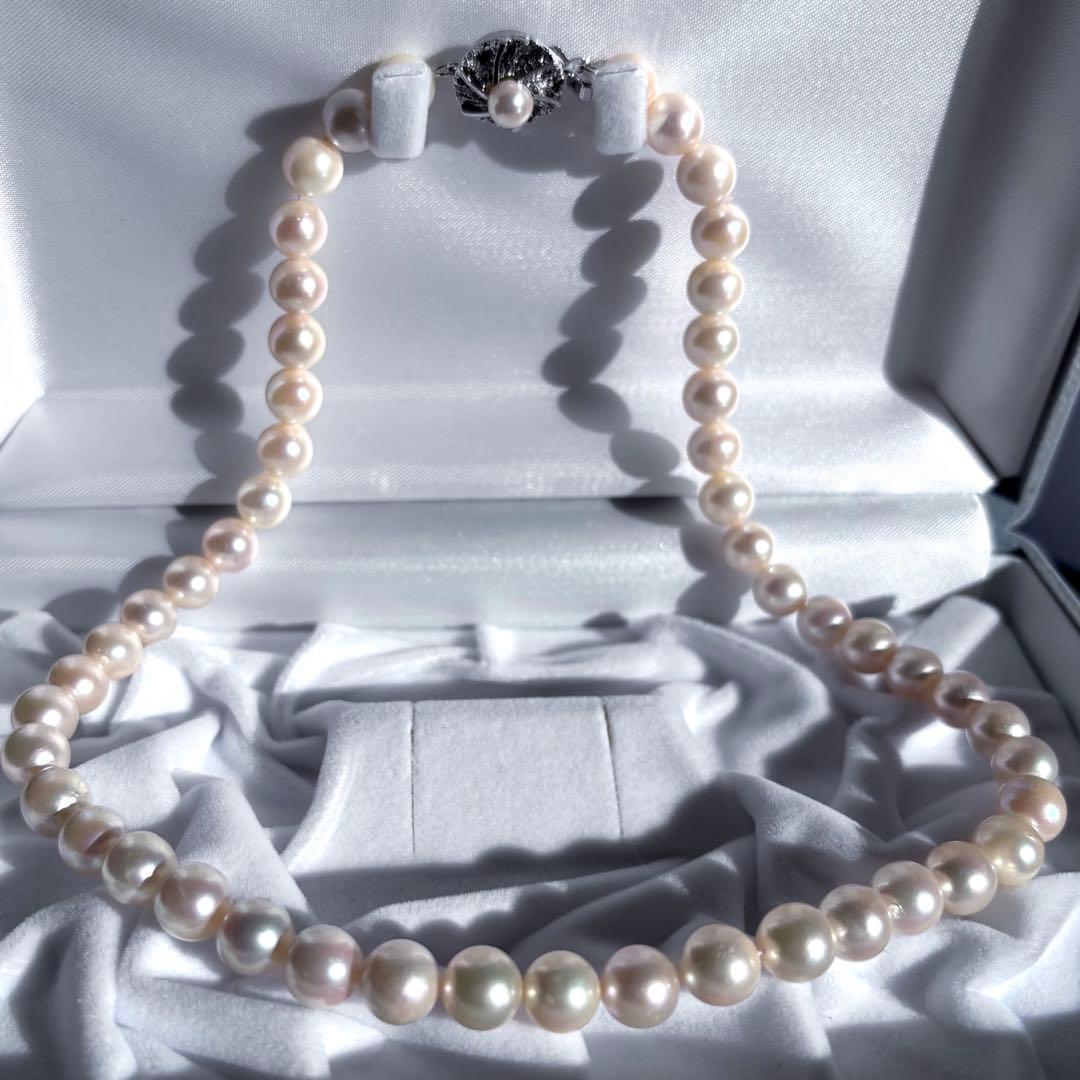 照り干渉色◎✨大珠8.5mm あこや本真珠パールネックレス SV刻印 フォーマル