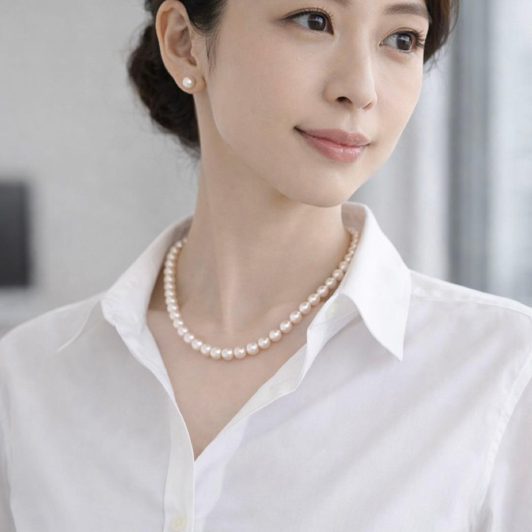 照り干渉色◎✨大珠8.5mm あこや本真珠パールネックレス SV刻印 フォーマル