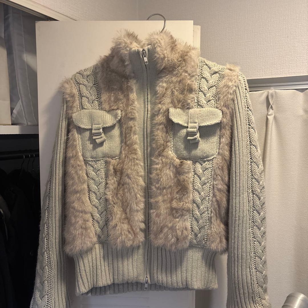 LAGUA GEM ファー　ブルゾン　CABLE KNIT FAUX FUR