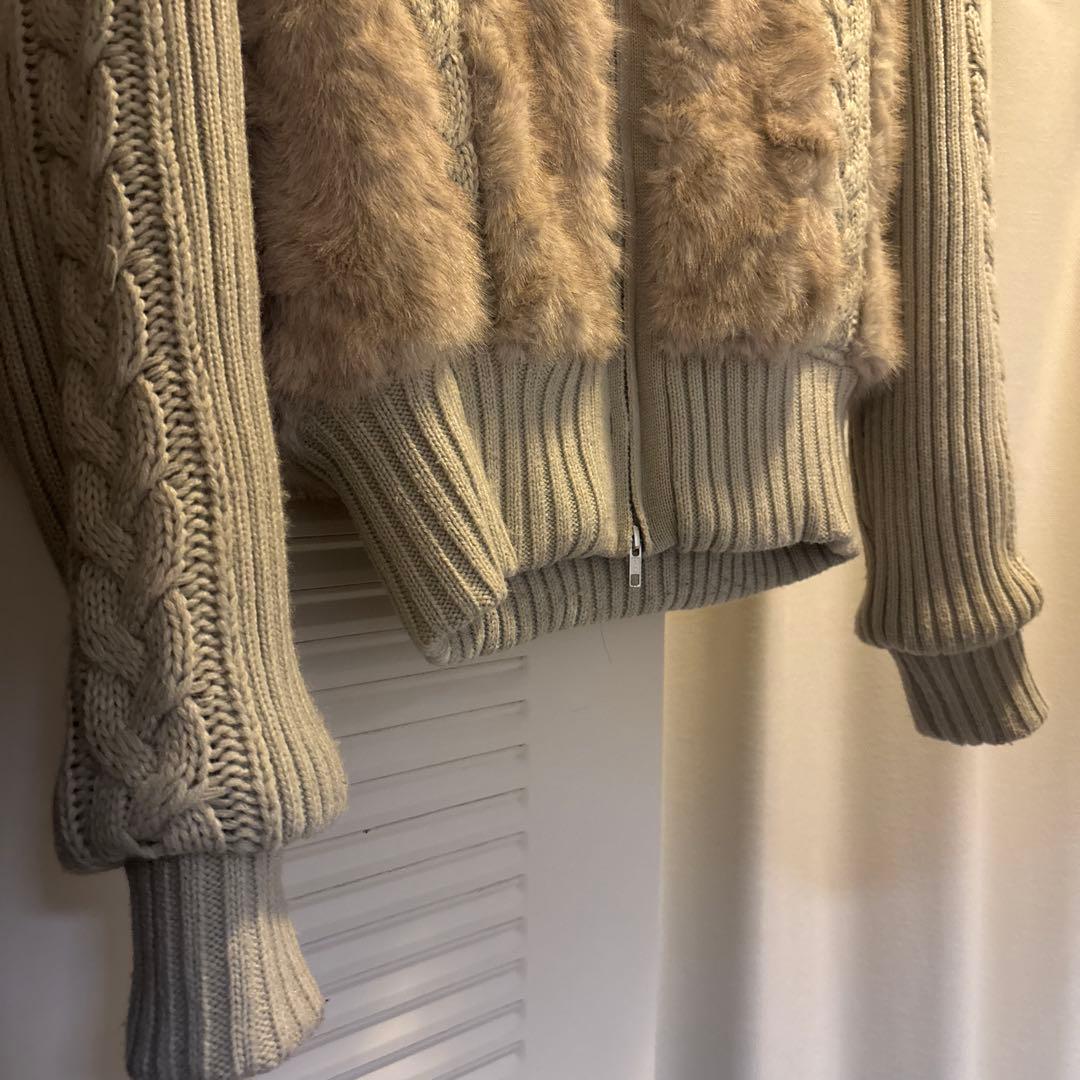 LAGUA GEM ファー　ブルゾン　CABLE KNIT FAUX FUR
