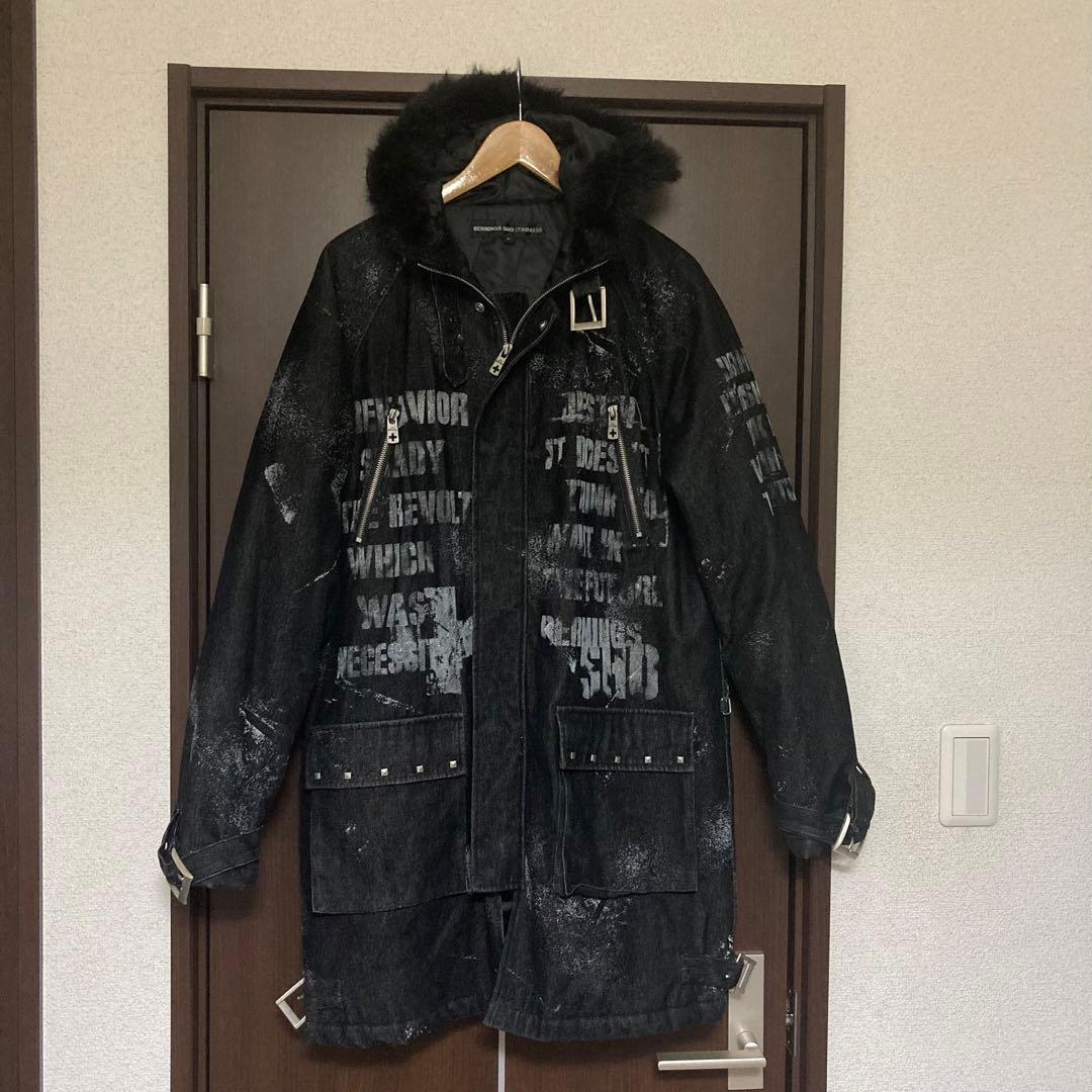 BERNINGS SHO ファー ブラックデニム モッズコート L 美品