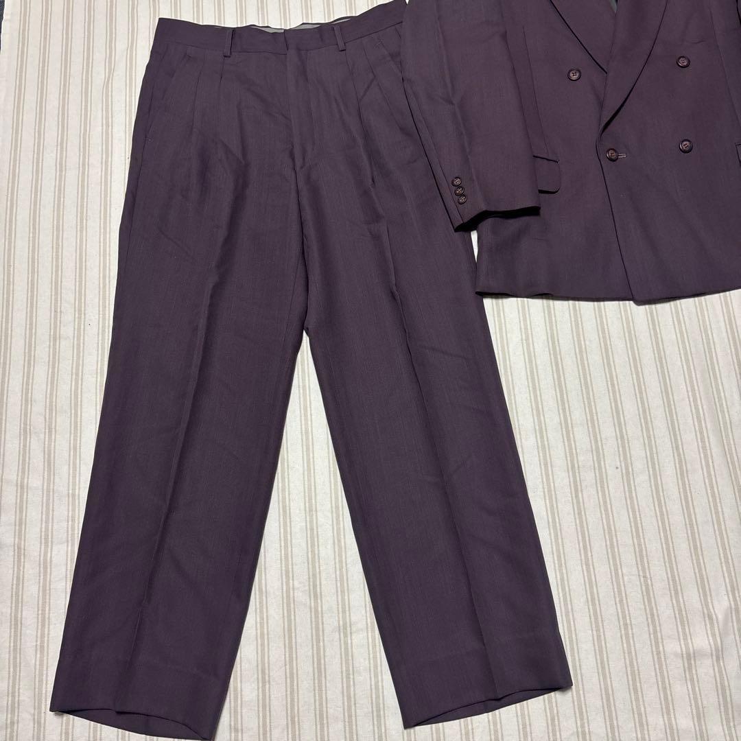 ヴィンテージ　パープル　ダブルブレストスーツ　ダブルジャケット　古着