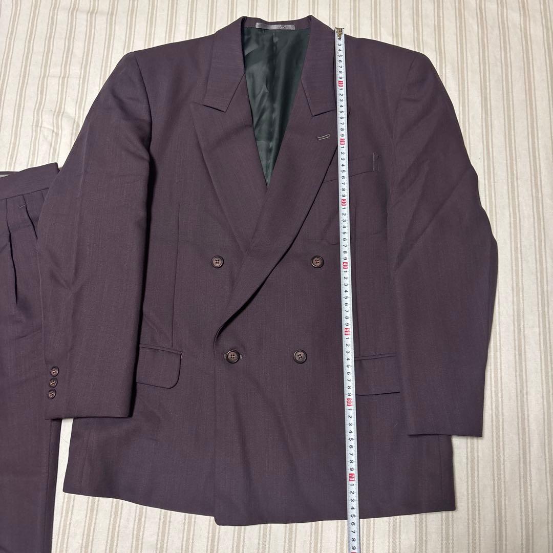 ヴィンテージ　パープル　ダブルブレストスーツ　ダブルジャケット　古着