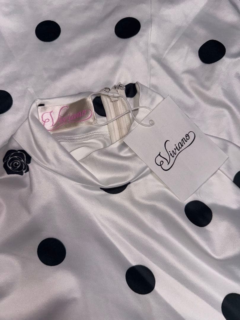 VIVIANO Ruffle Elastic Top dot ドット