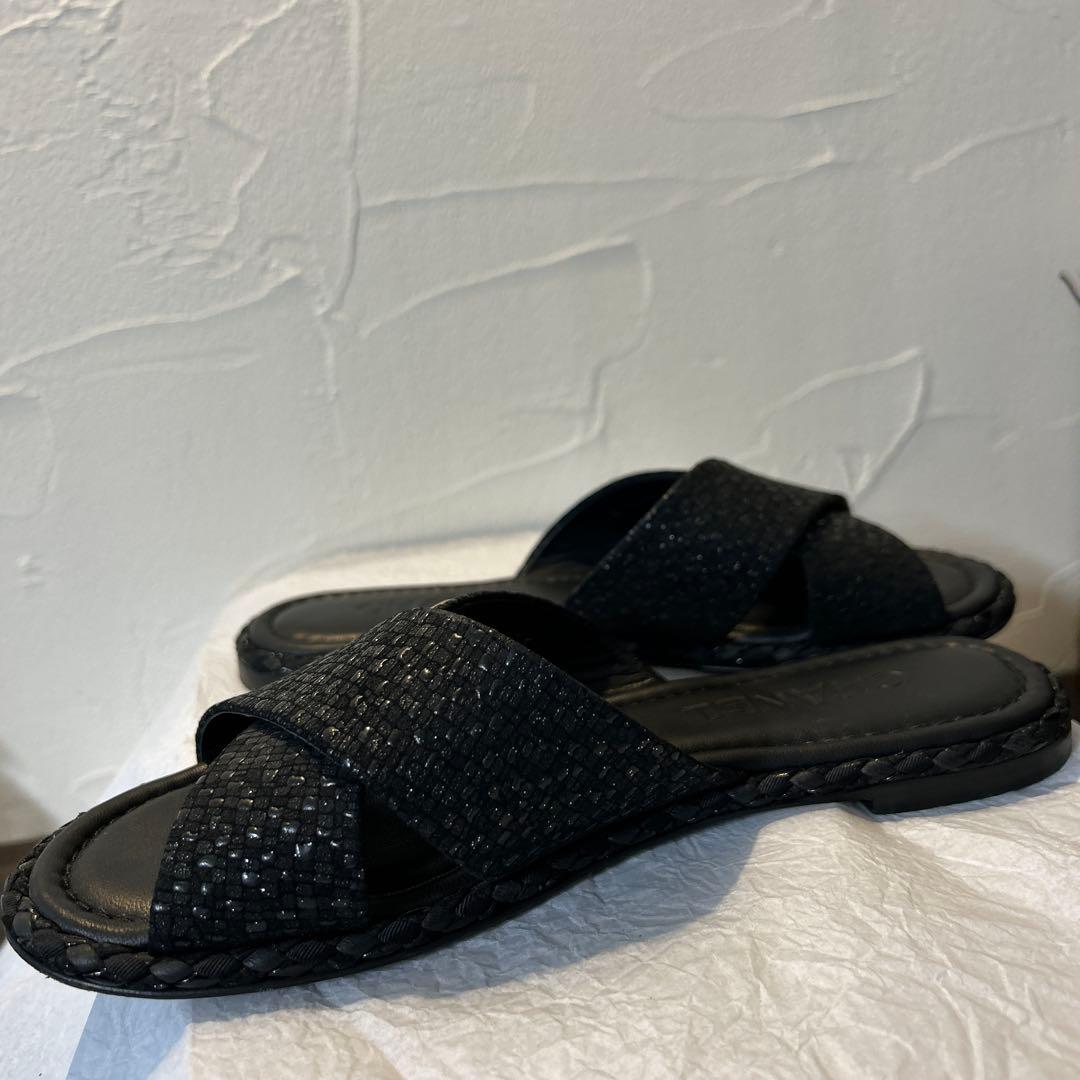 m*︎様 CHANEL ミュール　37 クロス　ラメ入り