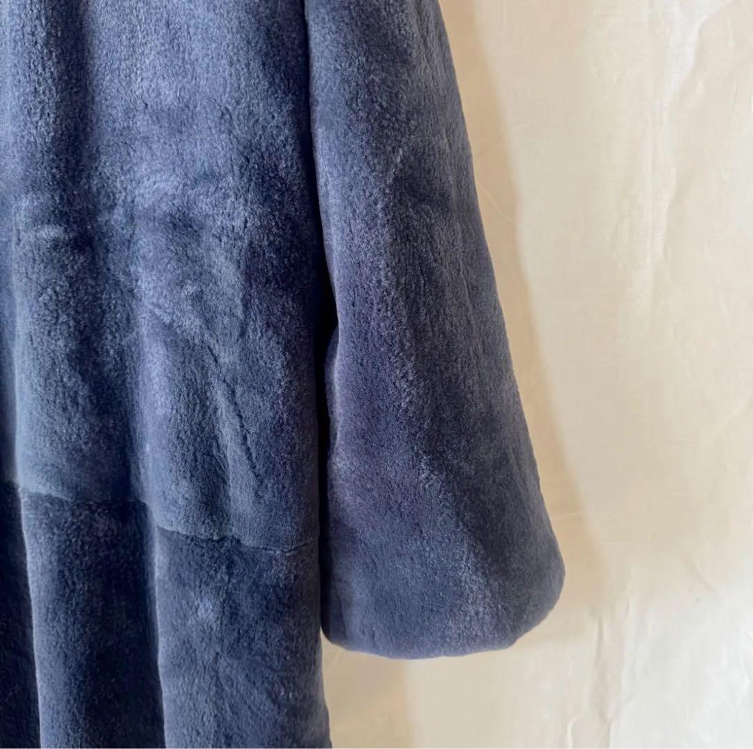 【保証書付き】定価75万円 EMBA シェアードミンクミネラルブルーロングコート