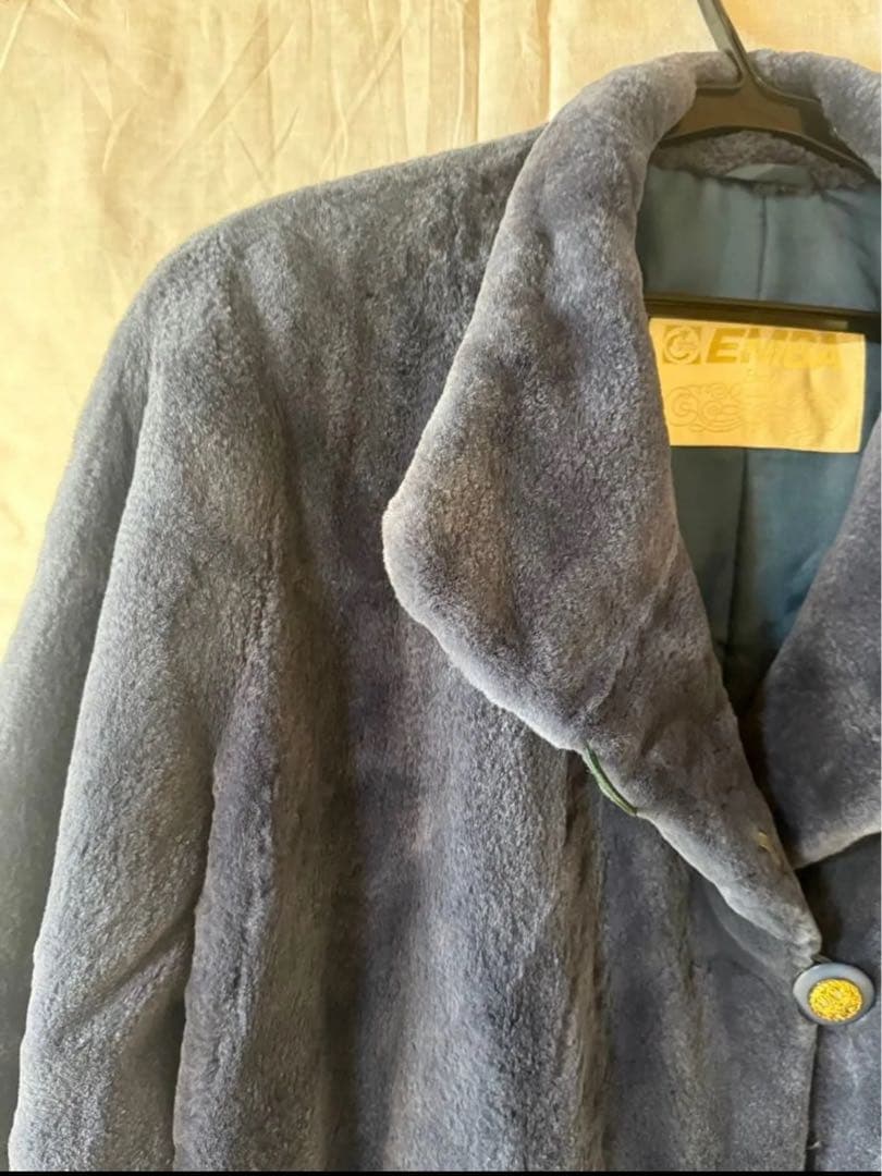 【保証書付き】定価75万円 EMBA シェアードミンクミネラルブルーロングコート