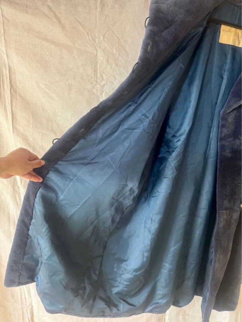 【保証書付き】定価75万円 EMBA シェアードミンクミネラルブルーロングコート