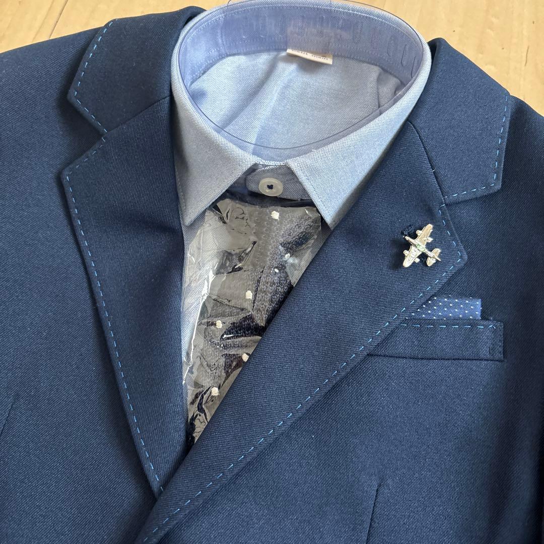 【新品】130　プティマイン　ネイビー 　フォーマルスーツ 男の子　セットアップ