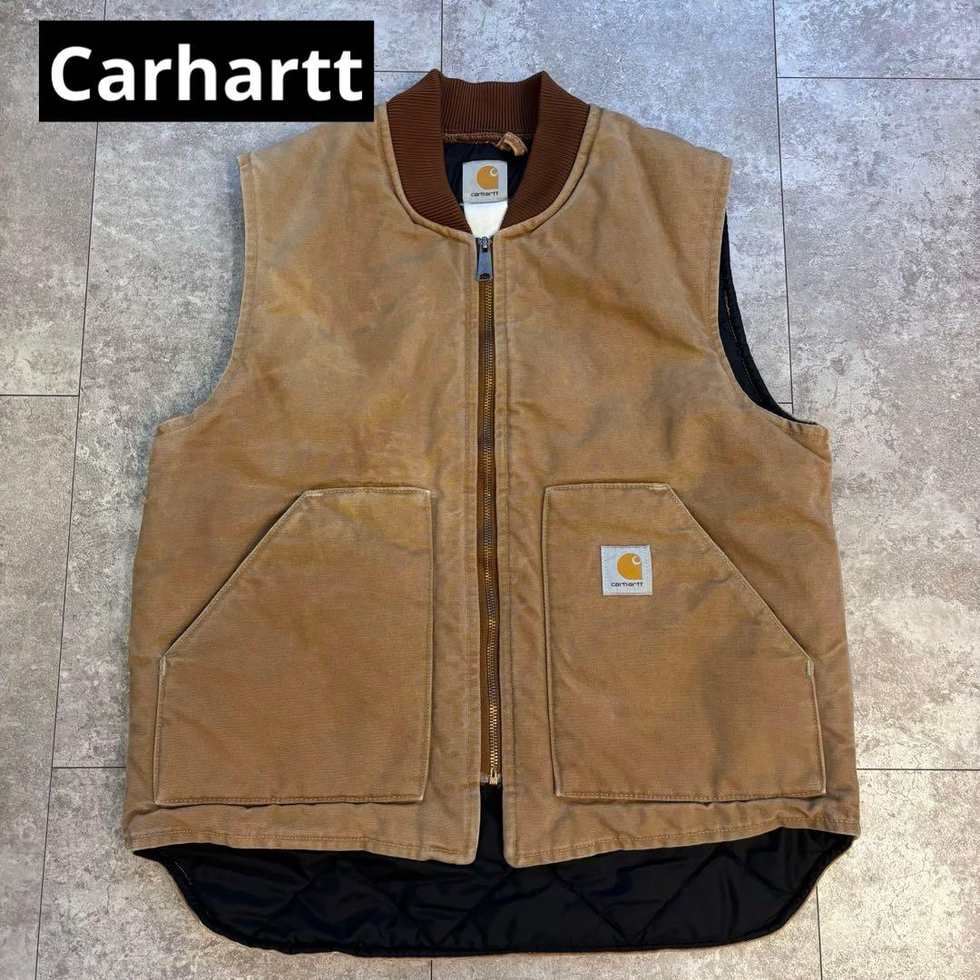 【レア】Carhartt ダックベスト　アメリカ製　ロゴ　希少　アウター