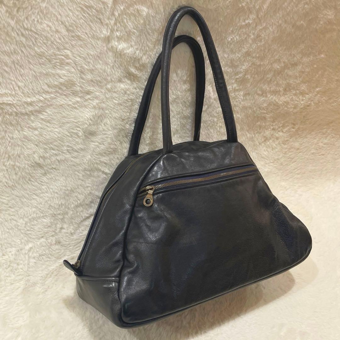 ジャスエムビー　スモールトラベラー ボストンバッグ レザー ブラック　英国製