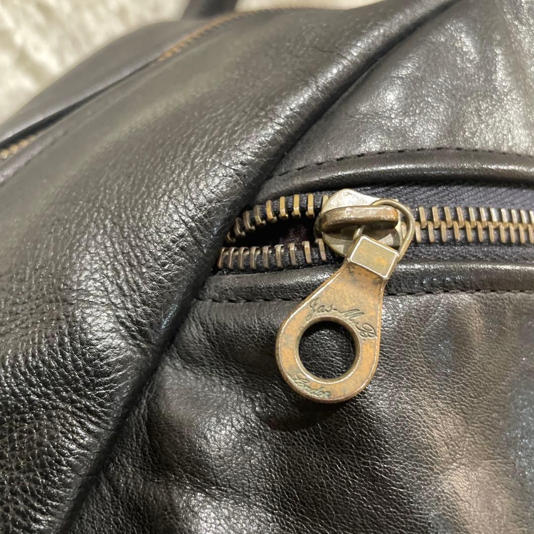 ジャスエムビー　スモールトラベラー ボストンバッグ レザー ブラック　英国製