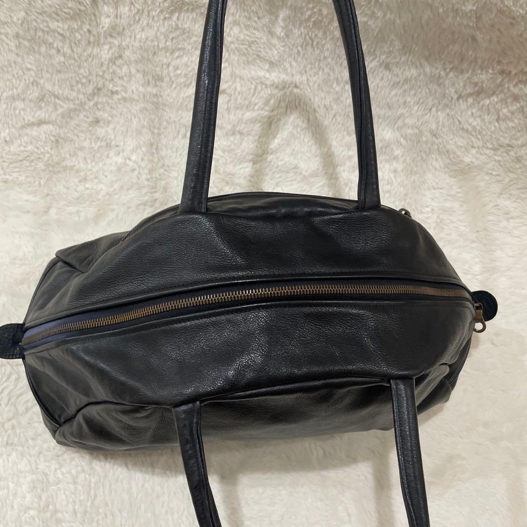 ジャスエムビー　スモールトラベラー ボストンバッグ レザー ブラック　英国製