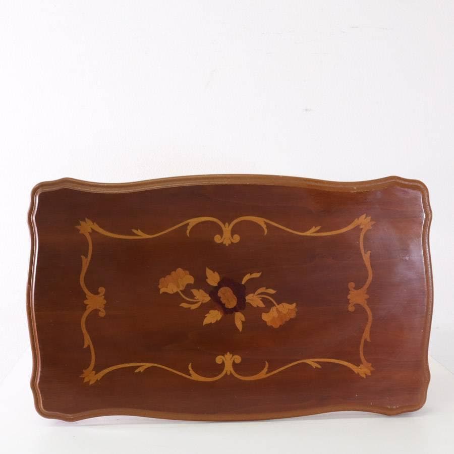 イタリア製クラシカル家具 象嵌細工 猫脚 ネストテーブル 大 幅56cm