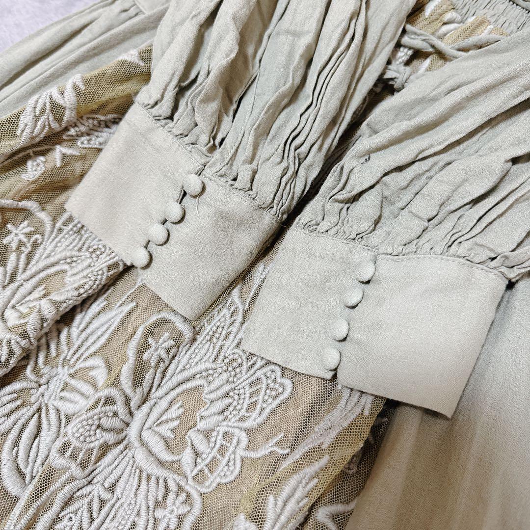 ワンピース MEDI EMBROIDERY TULLE LACE DRESS M