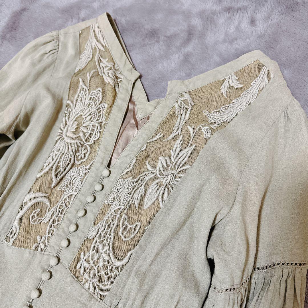 ワンピース MEDI EMBROIDERY TULLE LACE DRESS M