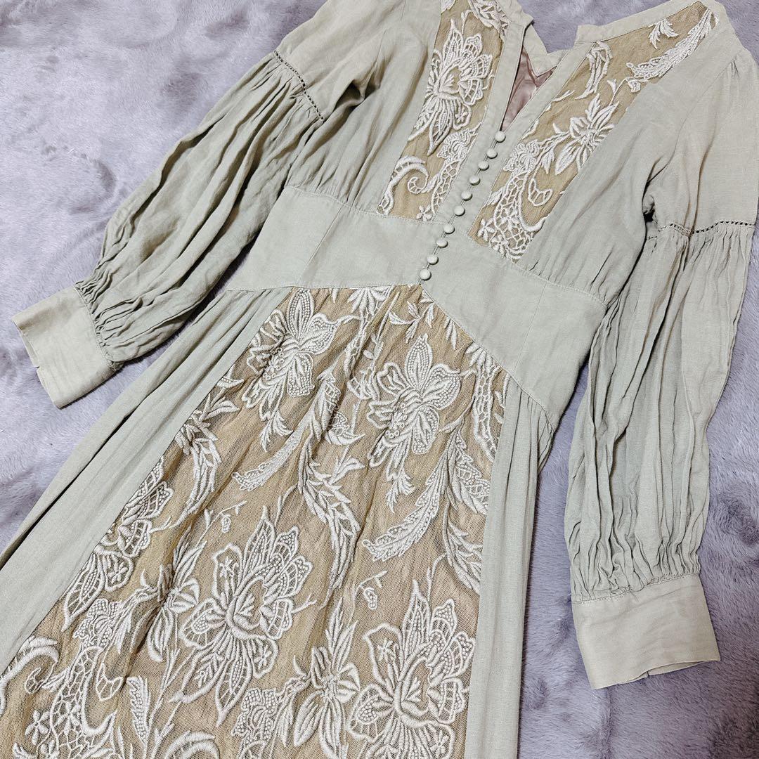 ワンピース MEDI EMBROIDERY TULLE LACE DRESS M
