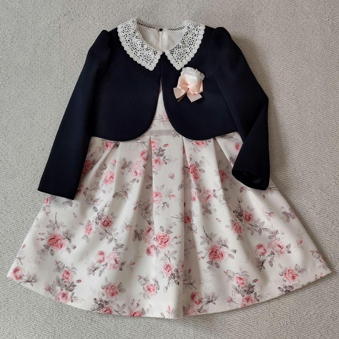 し*ー様 petit main レース衿花柄ワンピース フォーマルスーツ 120