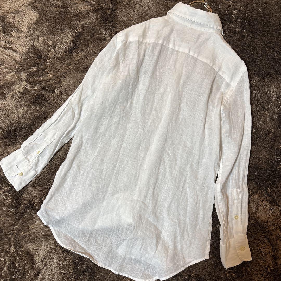 美品＊Ralph Lauren ラルフローレン　リネンシャツ　白　長袖　XS