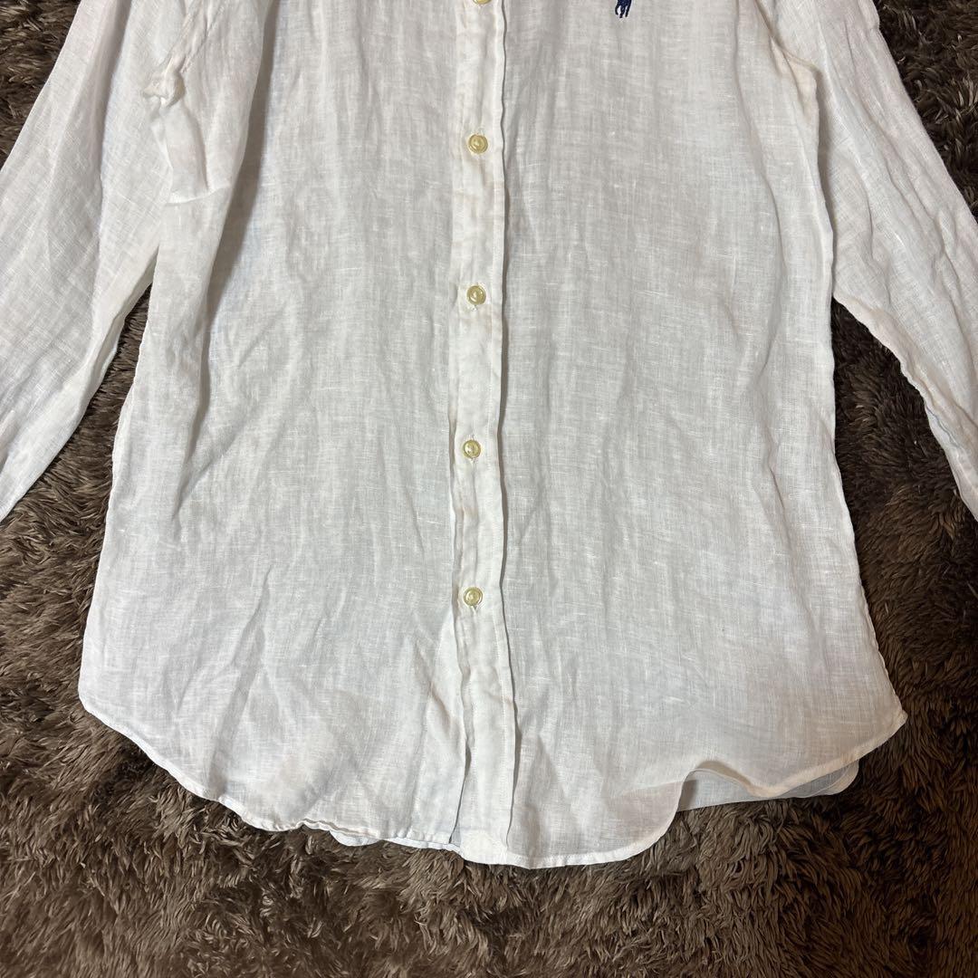 美品＊Ralph Lauren ラルフローレン　リネンシャツ　白　長袖　XS