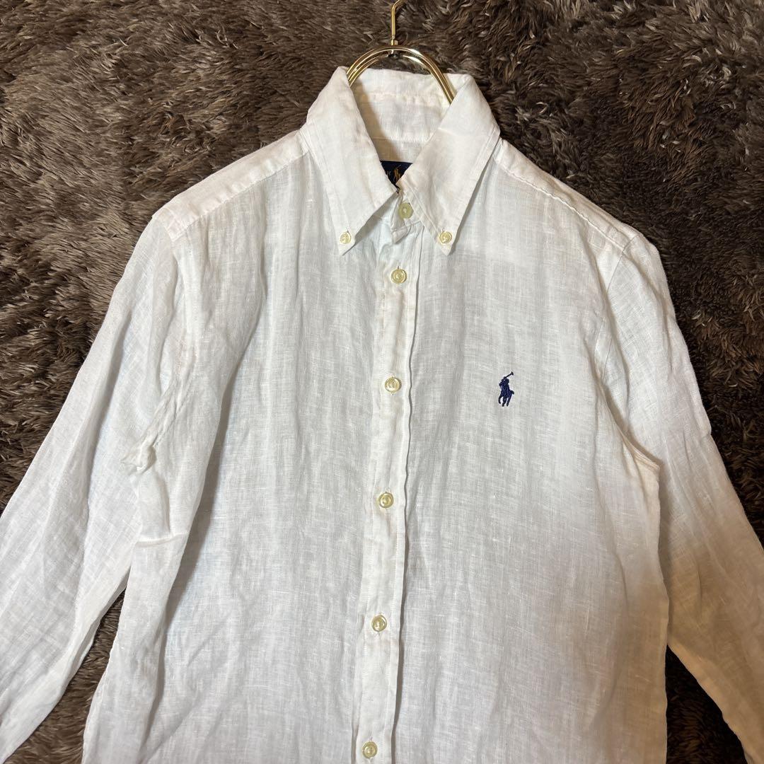 美品＊Ralph Lauren ラルフローレン　リネンシャツ　白　長袖　XS