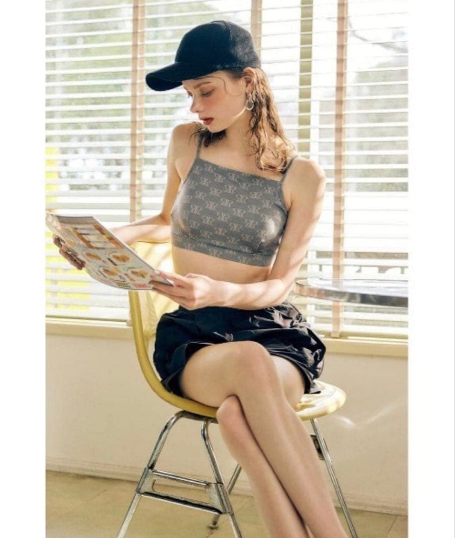 rienda RRロゴバンドゥカップ ビキニ グレー