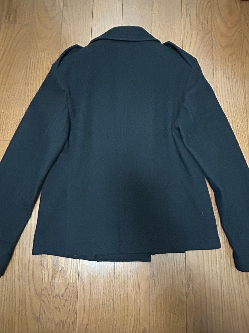 PPFM 黒のウールピーコート シルバーのボタン付き Mサイズ