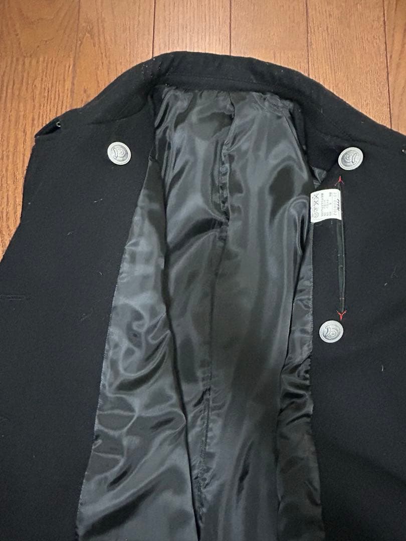 PPFM 黒のウールピーコート シルバーのボタン付き Mサイズ