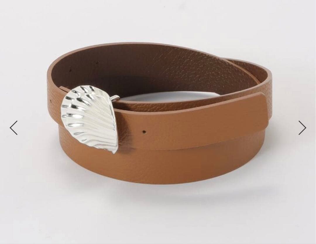 A VACATION ブラウン シェルモチーフ ベルト