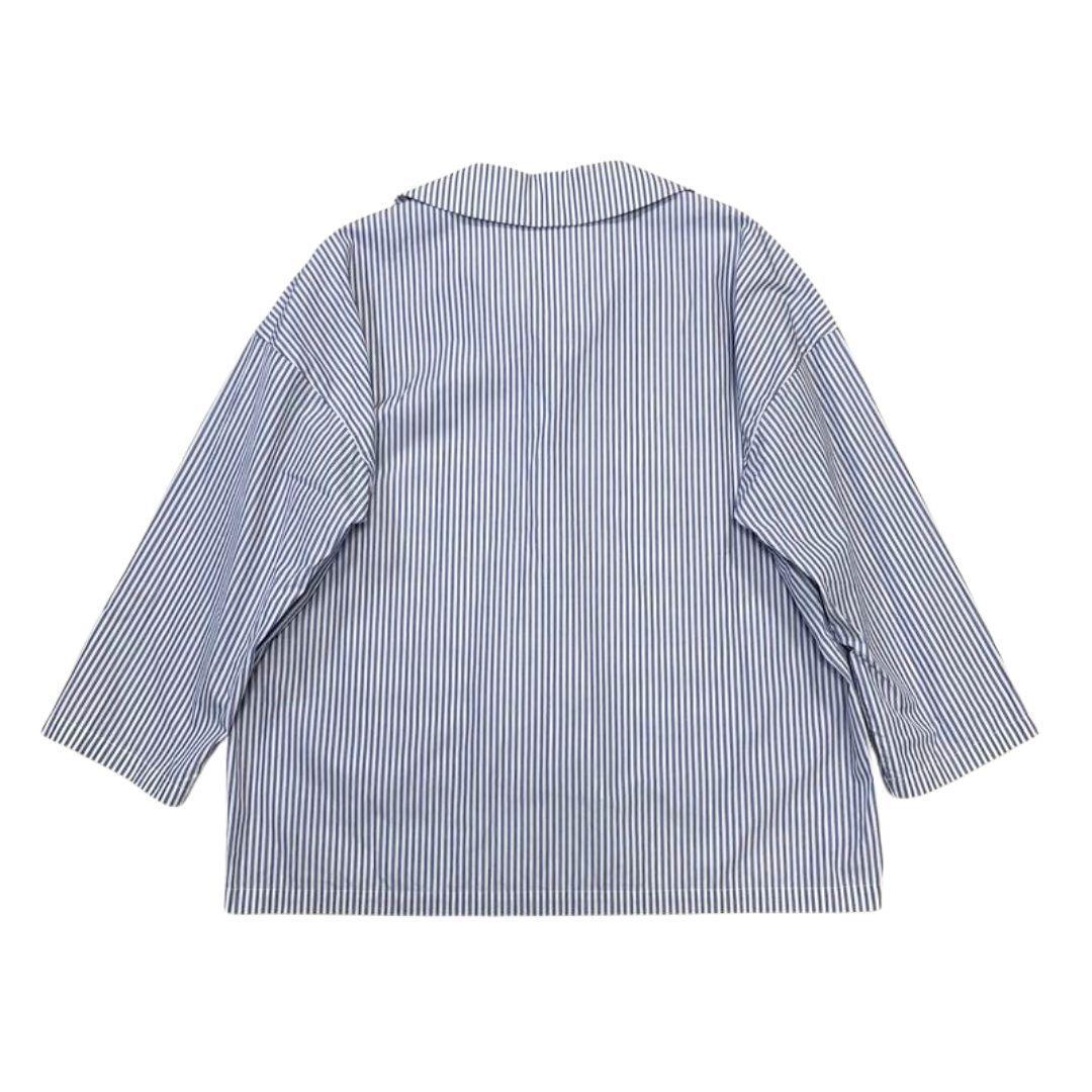 美品 コムコム コムデギャルソン ストライプ ビッグ 丸襟 シャツ ブラウス