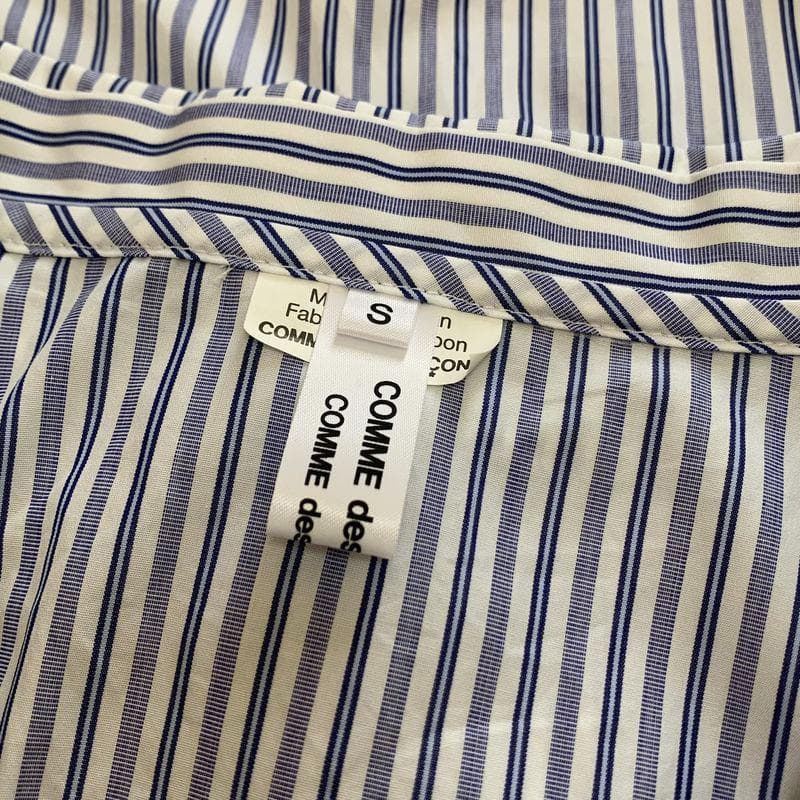 美品 コムコム コムデギャルソン ストライプ ビッグ 丸襟 シャツ ブラウス