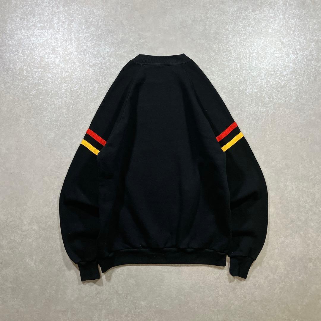 80s USA製 Disney ミッキー ラグランスウェット ブラック 黒 XL