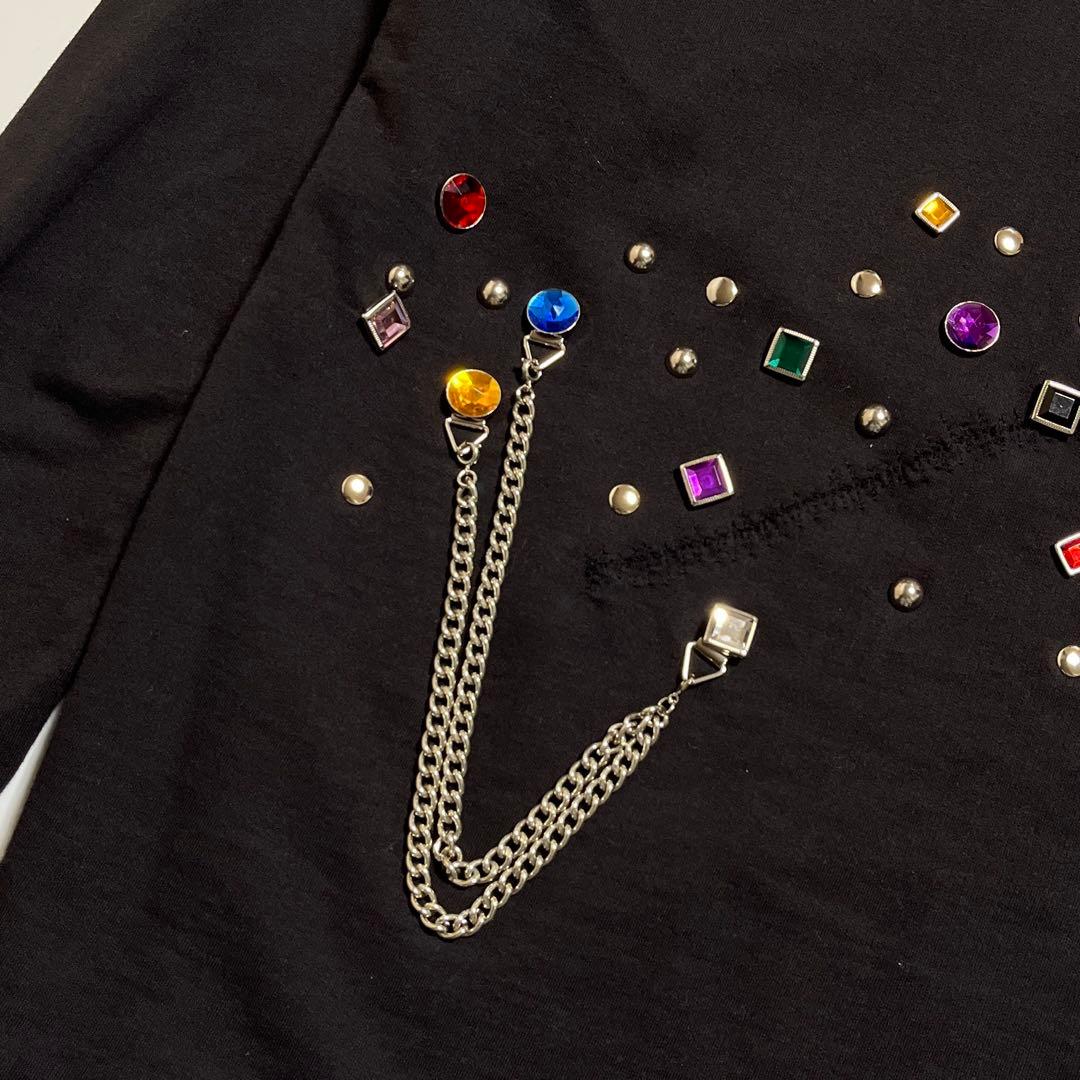 JUNYA WATANABE MAN スウェット ビジュー チェーン ブラック