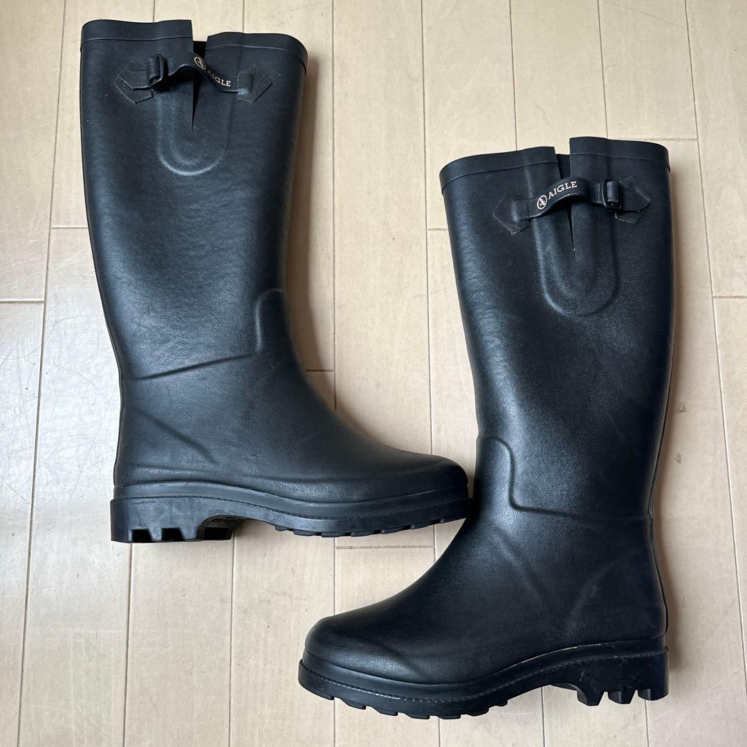 AIGLE エーグル ファー ロングブーツ 37 エーグランティーヌファー
