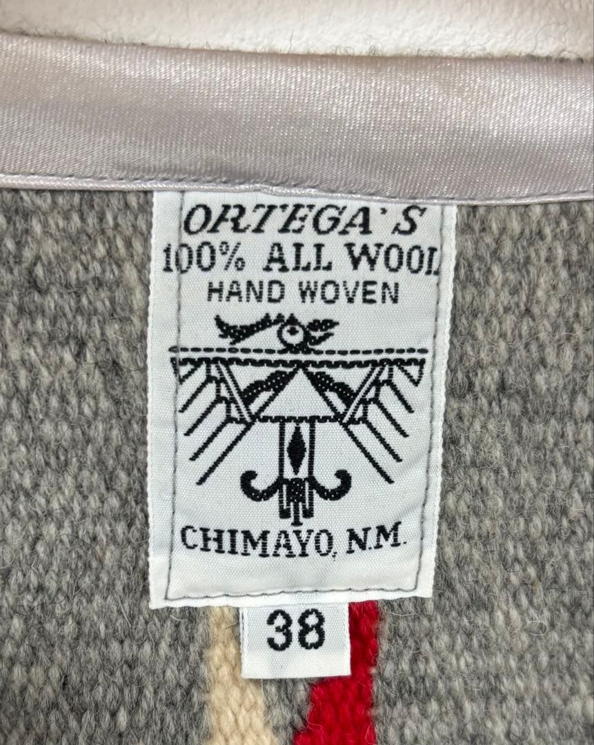 【美品】オルテガ　チマヨベスト　38　100%ウール手織り