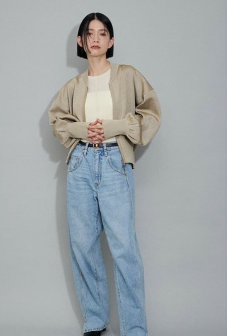 アダムエロペ/メタルライクヤーンニットブルゾン