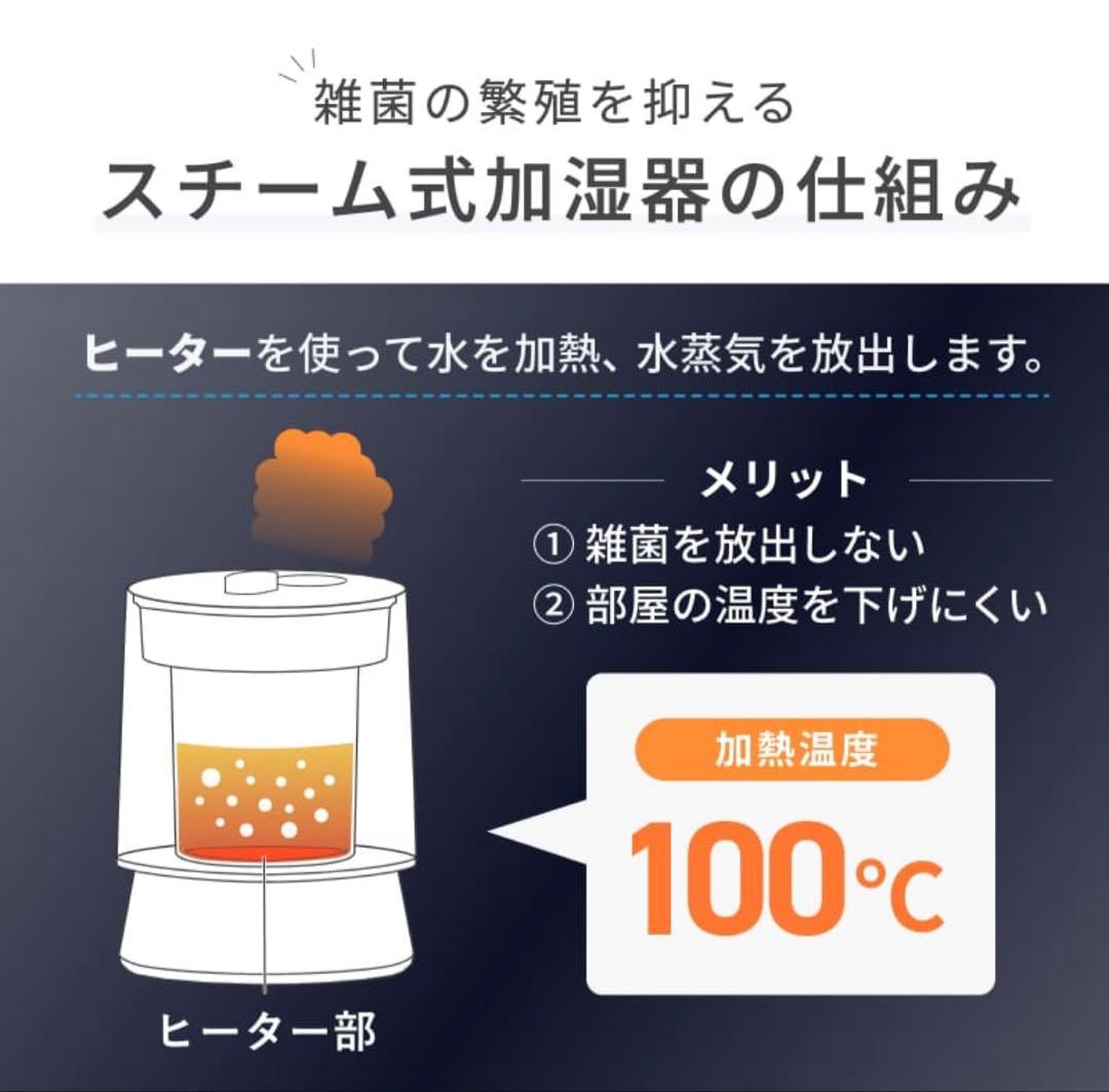 QUADS ガラススチーム加湿器　グレー