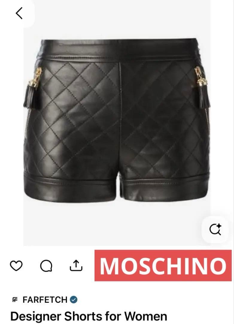 【新品タグ付】モスキーノ厚地ブラックショートパンツ ジッパーポケットタッセル付き