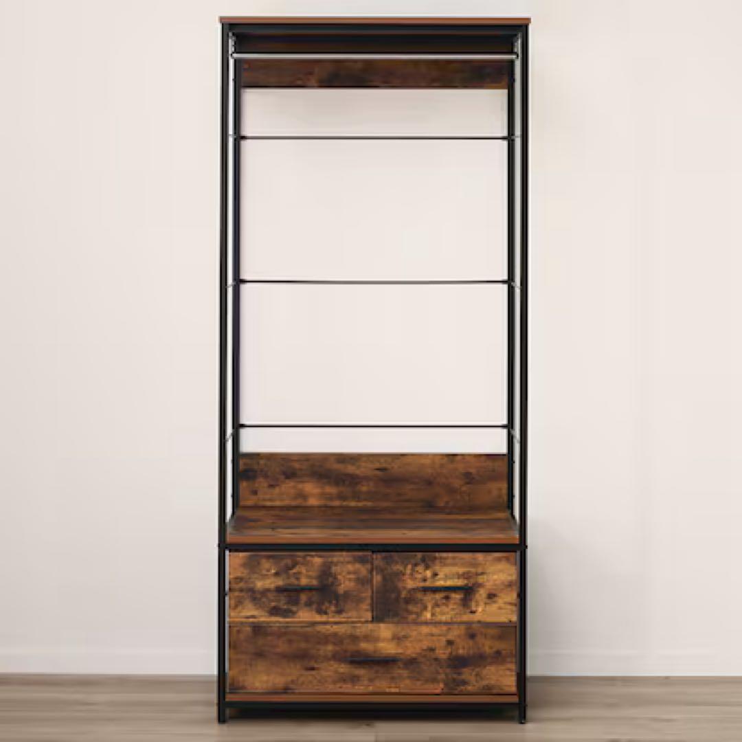 ハンガーラック 引き出し付き　Nステイン送料込み3/21終了