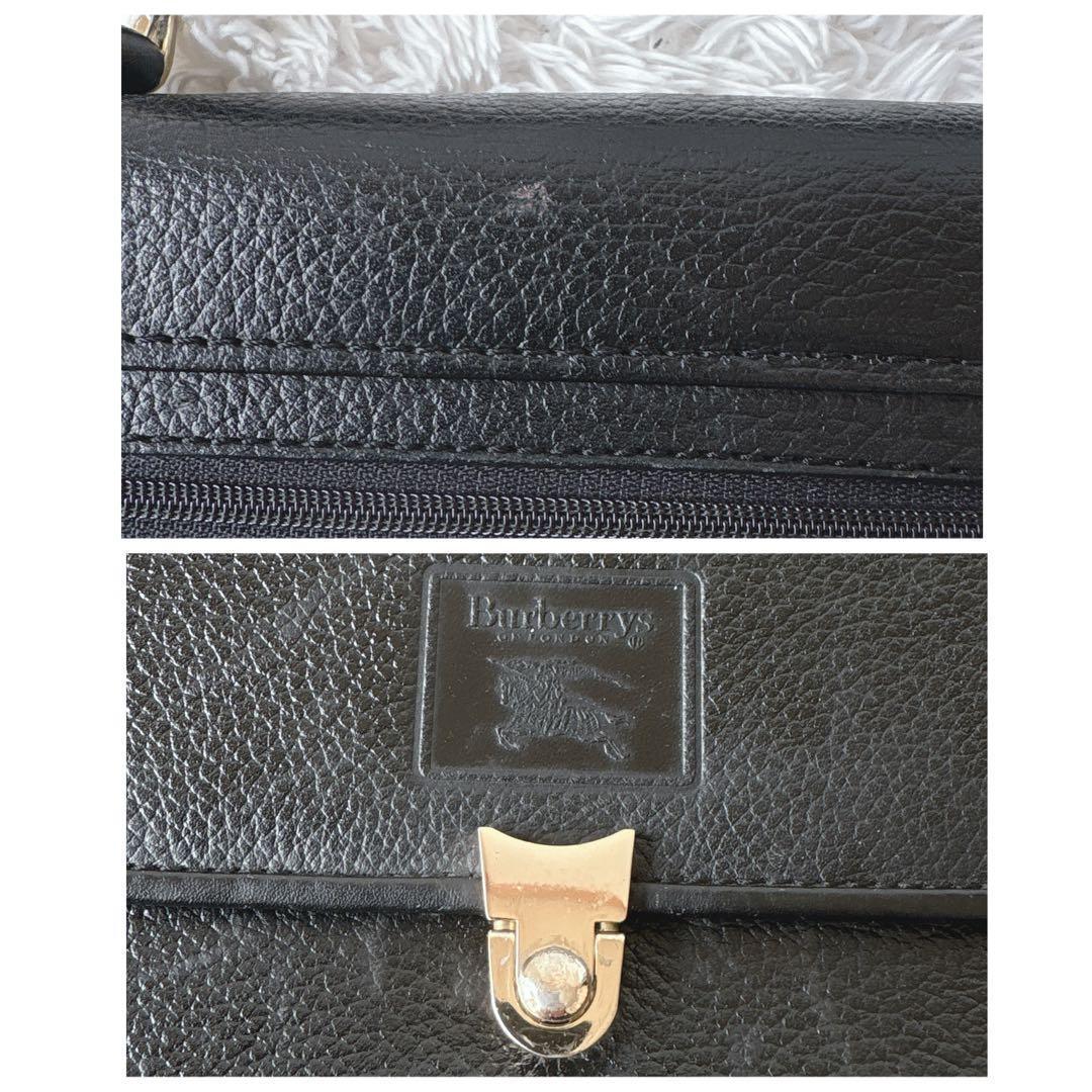 Burberrys ハンドバッグ ノバチェック シャドーホース オールレザー 黒