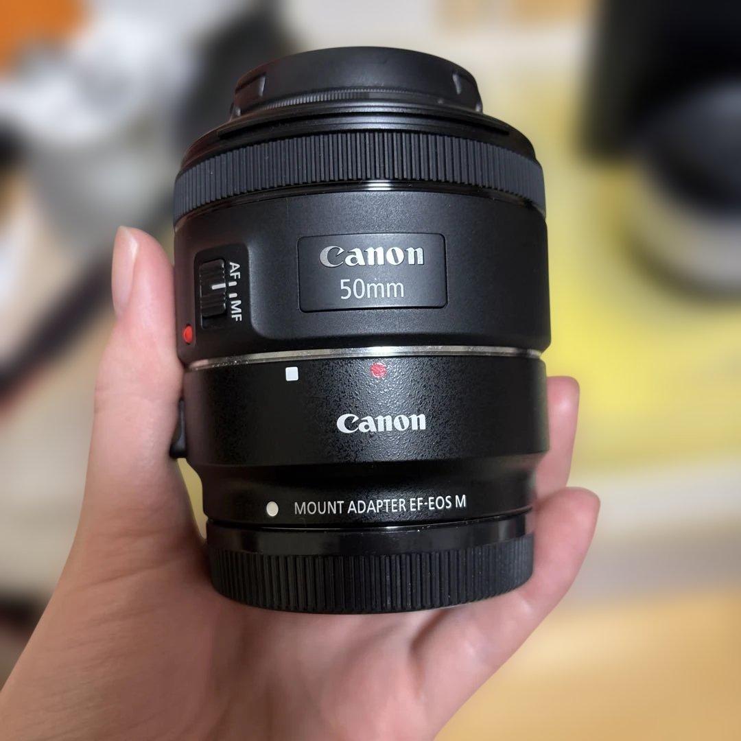 Canon EOSkissm本体•マウントアダプター•レンズ3点•充電器•カバー