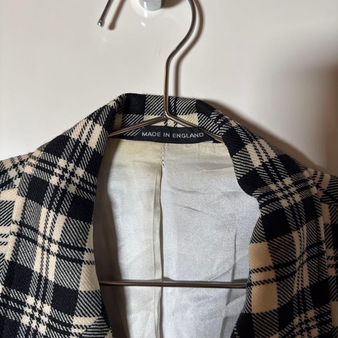 希少　1970s 英国製 ヴィンテージ チェック ウール テーラード　ユーロ