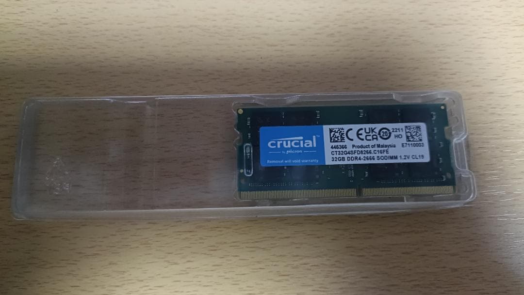 crucial 32GB DDR4-2666 SO-DIMM メモリー 1枚